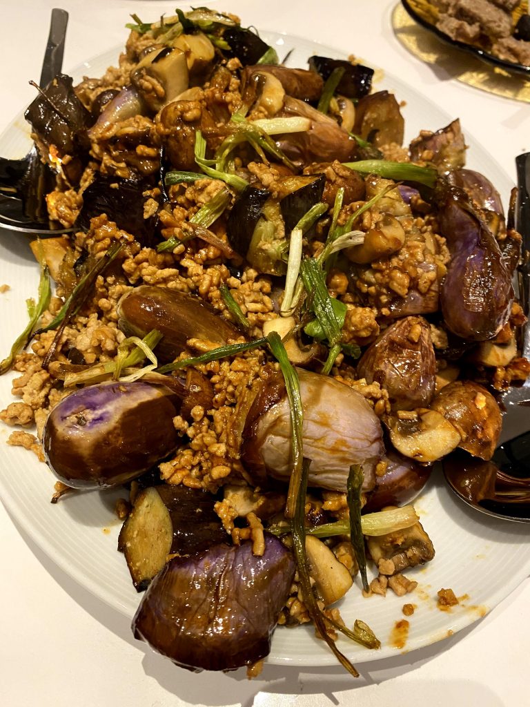 Gochujang-Glazed Eggplant With Fried Scallions - Gotham Gal